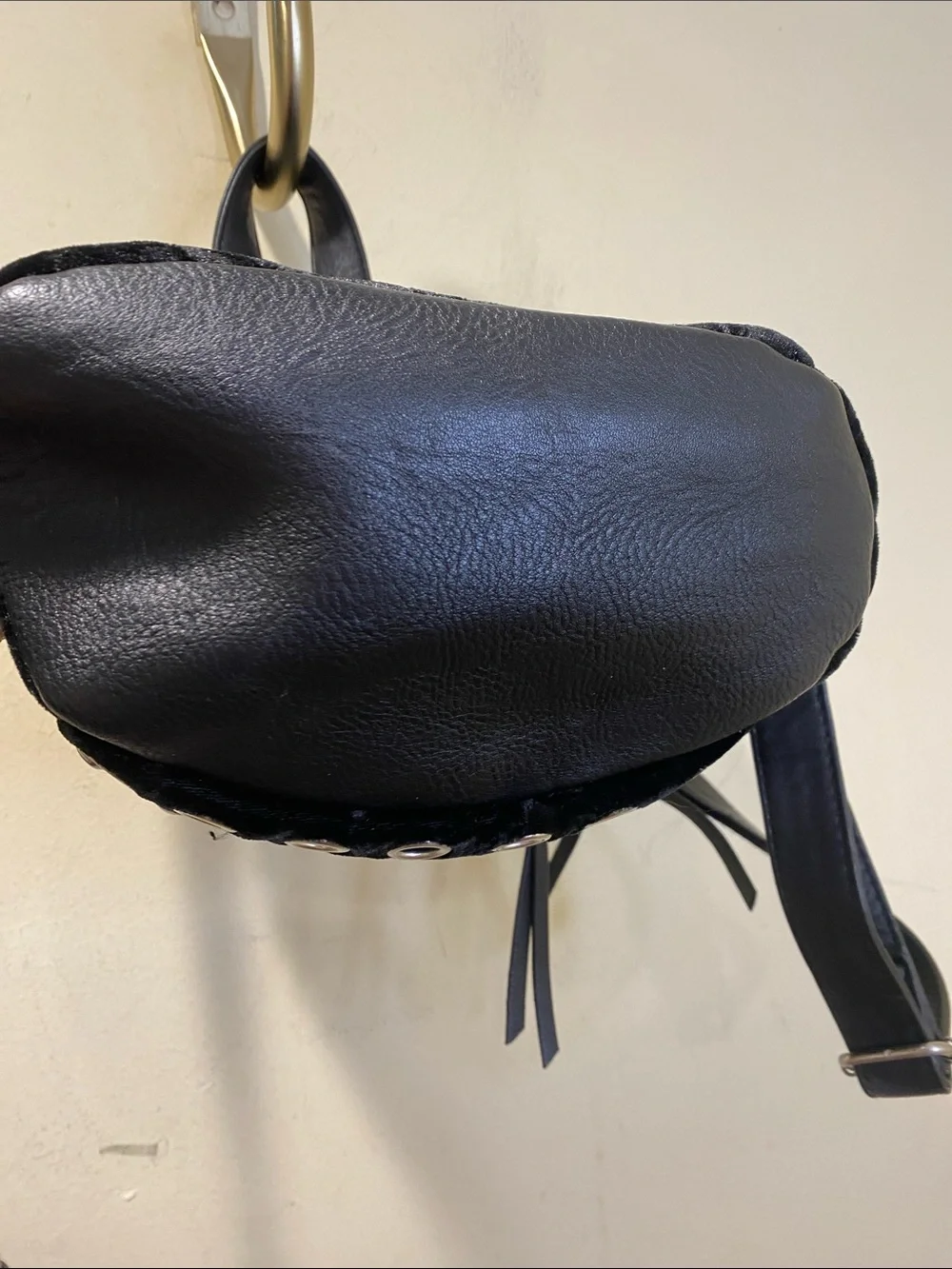STEVE MADDEN Black Velvet Studded Mini Backpack - Women's Bag